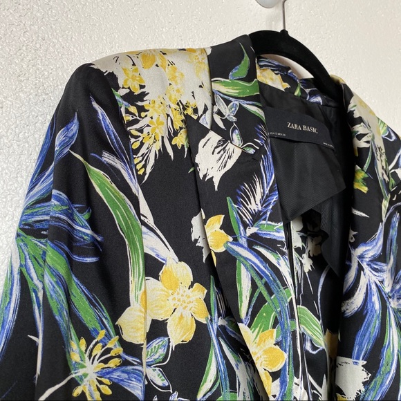 Zara Basic Flowing Printed Floral Blazer Sz Small - Picture 3 of 11